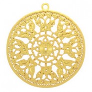 Metal Bohemian pendant round Butterfly Gold